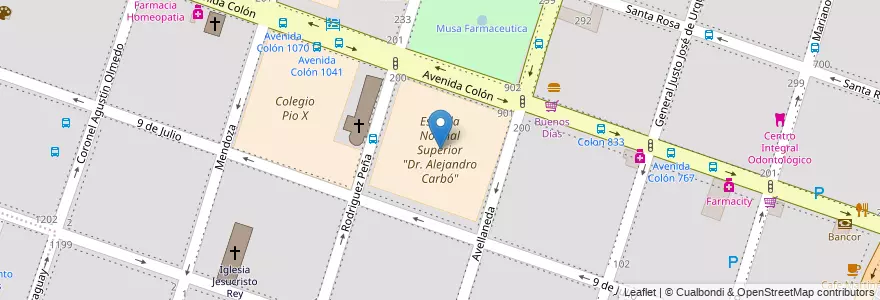 Mapa de ubicacion de Escuela Normal Superior "Dr. Alejandro Carbó" en Аргентина, Кордова, Departamento Capital, Pedanía Capital, Córdoba, Municipio De Córdoba.