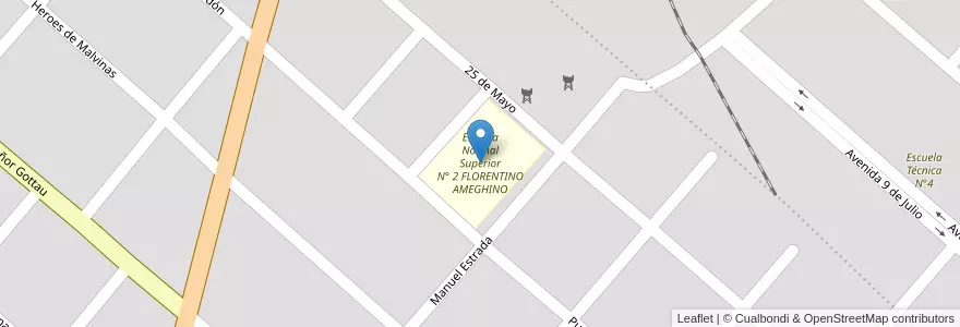 Mapa de ubicacion de Escuela Normal Superior N° 2 FLORENTINO AMEGHINO en 아르헨티나, Santiago Del Estero, Departamento General Taboada, Añatuya.