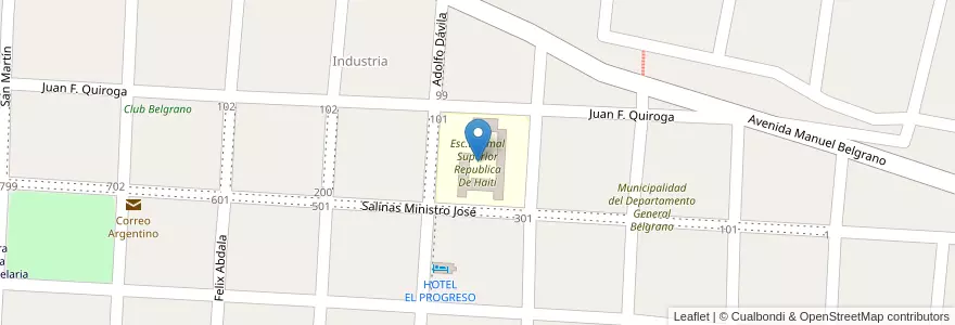 Mapa de ubicacion de Escuela Normal Superior Republica de Haiti en Argentinien, La Rioja, Departamento General Belgrano.