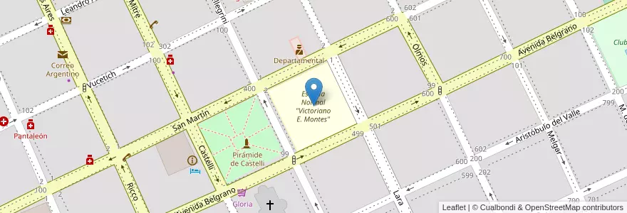 Mapa de ubicacion de Escuela Normal "Victoriano E. Montes" en アルゼンチン, ブエノスアイレス州, Partido De Dolores, Dolores.