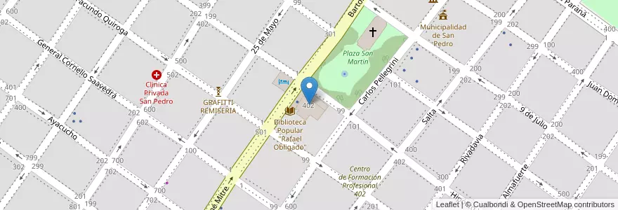 Mapa de ubicacion de Escuela Nro 1 en 阿根廷, 布宜诺斯艾利斯省, Partido De San Pedro, San Pedro.