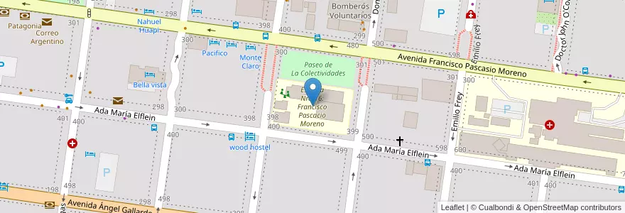 Mapa de ubicacion de Escuela Nro 16: Francisco Pascacio Moreno en الأرجنتين, تشيلي, ريو نيغرو, Departamento Bariloche, Municipio De San Carlos De Bariloche, San Carlos De Bariloche.