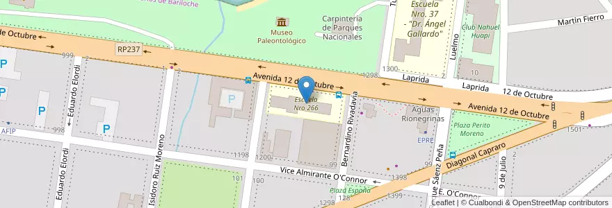 Mapa de ubicacion de Escuela Nro 266 en Argentina, Chile, Río Negro, Departamento Bariloche, Municipio De San Carlos De Bariloche, San Carlos De Bariloche.