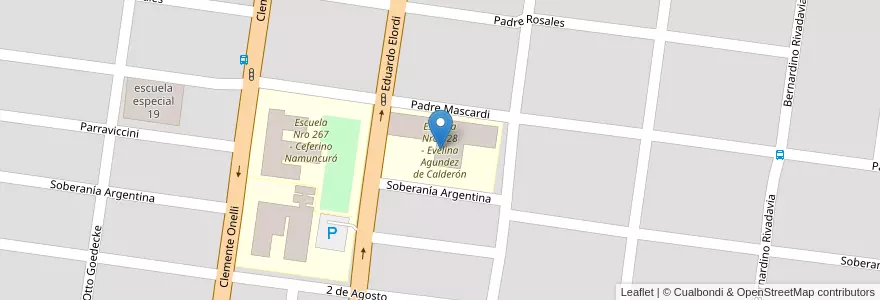 Mapa de ubicacion de Escuela Nro 328 - Evelina Agundez de Calderón en 아르헨티나, 칠레, 리오네그로주, Departamento Bariloche, Municipio De San Carlos De Bariloche, San Carlos De Bariloche.