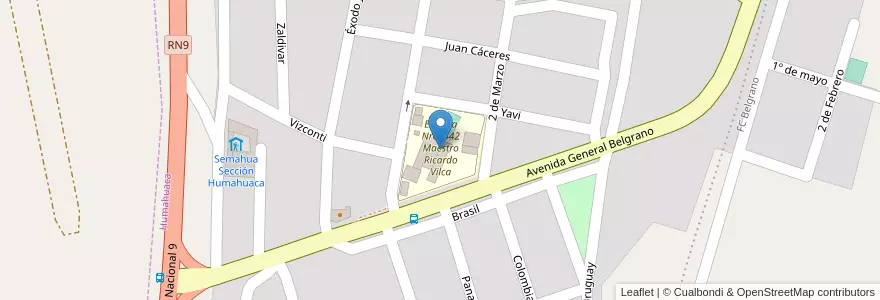 Mapa de ubicacion de Escuela Nro. 442 Maestro Ricardo Vilca en 阿根廷, Jujuy, Departamento Humahuaca, Municipio De Humahuaca, Humahuaca.