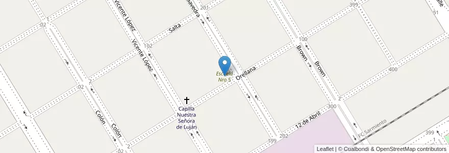 Mapa de ubicacion de Escuela Nro 5 en آرژانتین, استان بوئنوس آیرس, Partido De Trenque Lauquen, Cuartel Chacras De Trenque Lauquen, Trenque Lauquen.
