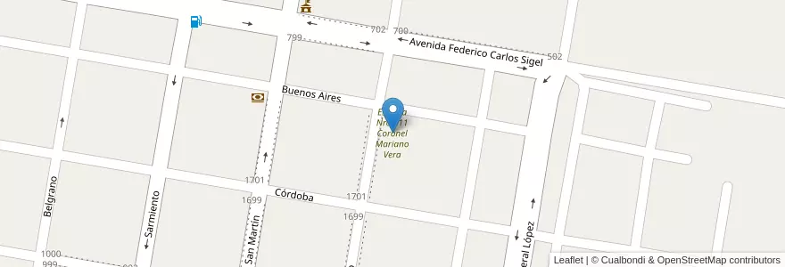 Mapa de ubicacion de Escuela Nro 511 Coronel Mariano Vera en Arjantin, Santa Fe, Departamento General Obligado, Municipio De Malabrigo.