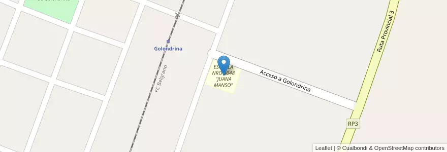 Mapa de ubicacion de ESCUELA NRO 6048 "JUANA MANSO" en Аргентина, Санта-Фе, Departamento Vera, Municipio De Golondrina.