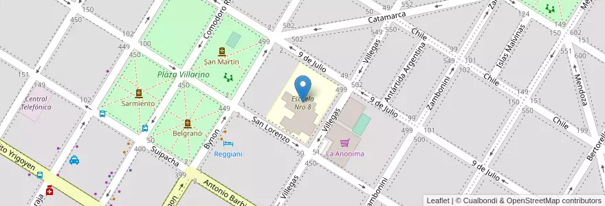 Mapa de ubicacion de Escuela Nro 8 en Arjantin, Buenos Aires, Partido De Patagones, Carmen De Patagones.