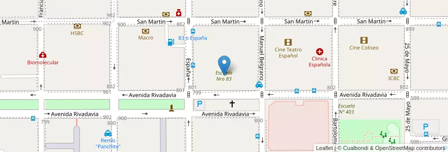 Mapa de ubicacion de Escuela Nro 83 en 아르헨티나, Chubut, Departamento Escalante, Comodoro Rivadavia.