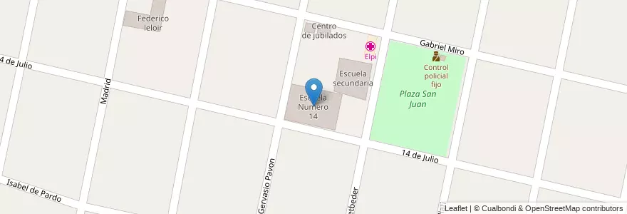 Mapa de ubicacion de Escuela Numero 14 en Arjantin, Buenos Aires, Partido De Morón, Castelar.