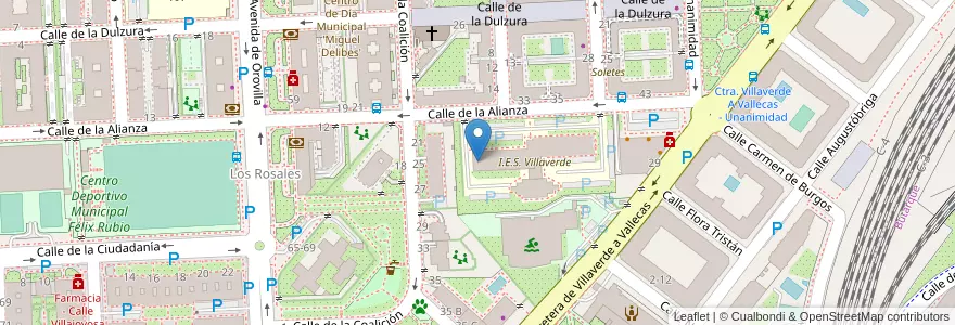 Mapa de ubicacion de Escuela Oficial de idiomas Villaverde-El Espinillo en Испания, Мадрид, Мадрид, Área Metropolitana De Madrid Y Corredor Del Henares, Мадрид.