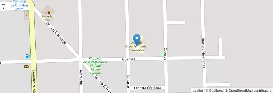 Mapa de ubicacion de Escuela Otilia Fernandez de Tovagliari en آرژانتین, Córdoba, Departamento General Roca, Pedanía Italó, Municipio De Jovita, Jovita.
