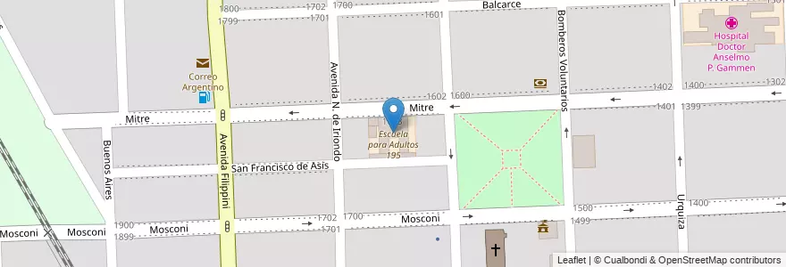 Mapa de ubicacion de Escuela para Adultos 1143 en Arjantin, Santa Fe, Departamento Rosario, Municipio De Villa Gobernador Gálvez, Villa Gobernador Gálvez.