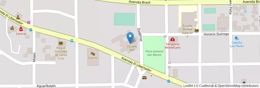 Mapa de ubicacion de Escuela para Adultos 16 en Argentinien, Misiones, Departamento Montecarlo, Municipio De Montecarlo, Montecarlo.