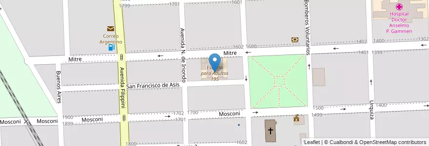 Mapa de ubicacion de Escuela para Adultos 195 en 아르헨티나, Santa Fe, Departamento Rosario, Municipio De Villa Gobernador Gálvez, Villa Gobernador Gálvez.