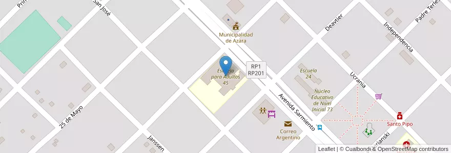 Mapa de ubicacion de Escuela para Adultos 45 en آرژانتین, Misiones, Departamento Apóstoles, Municipio De Azara, Azara.
