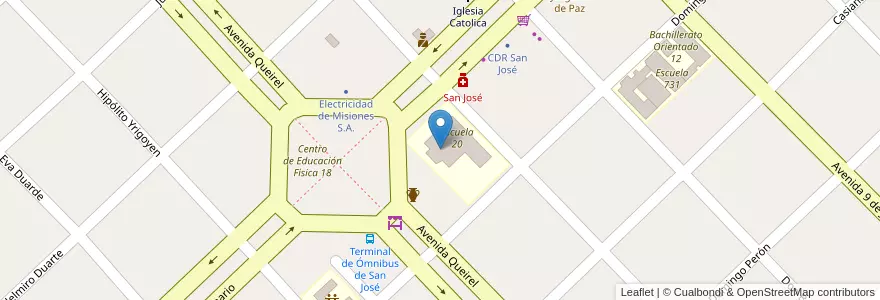 Mapa de ubicacion de Escuela para Adultos 6 en 아르헨티나, Misiones, Departamento Apóstoles, Municipio De San José.