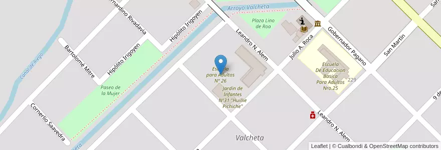 Mapa de ubicacion de Escuela para Adultos Nº 26 en الأرجنتين, ريو نيغرو, Departamento Valcheta, Valcheta, Valcheta.