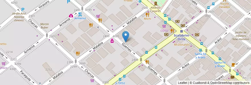 Mapa de ubicacion de Escuela para Niños y Niñas con Discapacidad Mental 25 Macacha Güemes, Palermo en Argentinië, Ciudad Autónoma De Buenos Aires, Buenos Aires, Comuna 14.