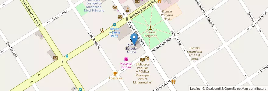 Mapa de ubicacion de Escuela Parroquial Eulogia Altube en Arjantin, Buenos Aires, Partido De José C. Paz.