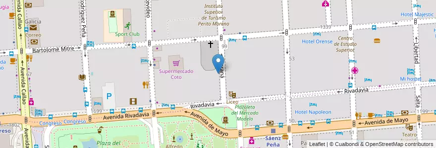 Mapa de ubicacion de Escuela Parroquial La Piedad, San Nicolas en Argentine, Ciudad Autónoma De Buenos Aires, Comuna 1, Buenos Aires.