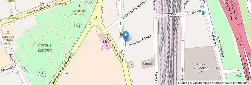 Mapa de ubicacion de Escuela Parroquial Sta. Elisa, Barracas en الأرجنتين, Ciudad Autónoma De Buenos Aires, Comuna 4, Buenos Aires.