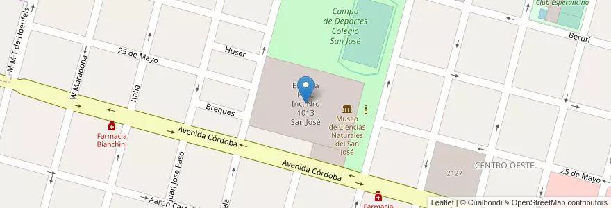 Mapa de ubicacion de Escuela Part. Inc. Nro 1013 San José en آرژانتین, سانتافه, Departamento Las Colonias, Municipio De Esperanza, Esperanza.