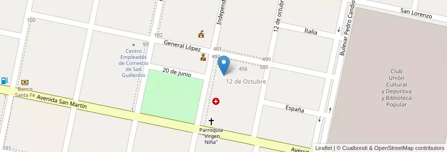 Mapa de ubicacion de Escuela Part. Inc. Nro 1089 Santa Catalina De Siena en الأرجنتين, سانتا في, Municipio De San Guillermo, Departamento San Cristóbal.