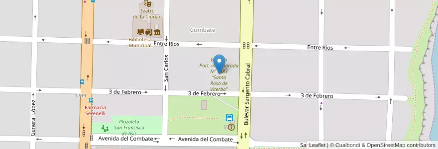 Mapa de ubicacion de Escuela Part. incorporada Nº 1083 “Santa Rosa de Viterbo” en آرژانتین, سانتافه, Departamento San Lorenzo, Municipio De San Lorenzo, San Lorenzo.