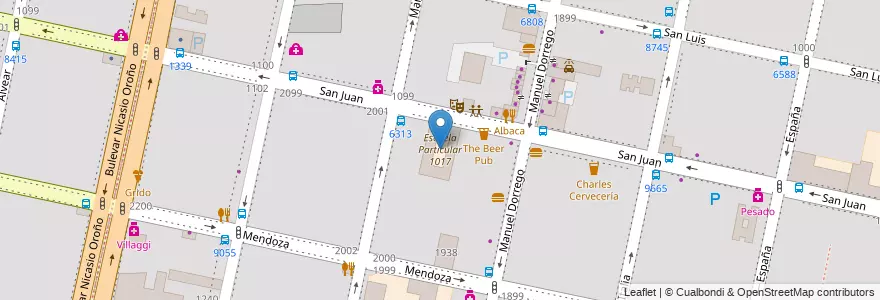 Mapa de ubicacion de Escuela Particular 1017 en Argentinië, Santa Fe, Departamento Rosario, Municipio De Rosario, Rosario.