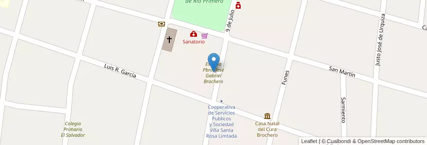 Mapa de ubicacion de Escuela Pbro. Jose Gabriel Brochero en Аргентина, Кордова, Departamento Río Primero, Pedanía Santa Rosa, Municipio De Santa Rosa De Río Primero.