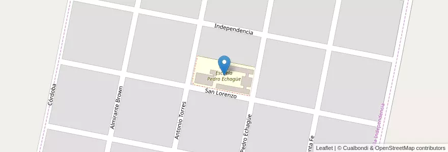 Mapa de ubicacion de Escuela Pedro Echagüe en Arjantin, San Juan, Şili, Caucete, Villa Independencia.