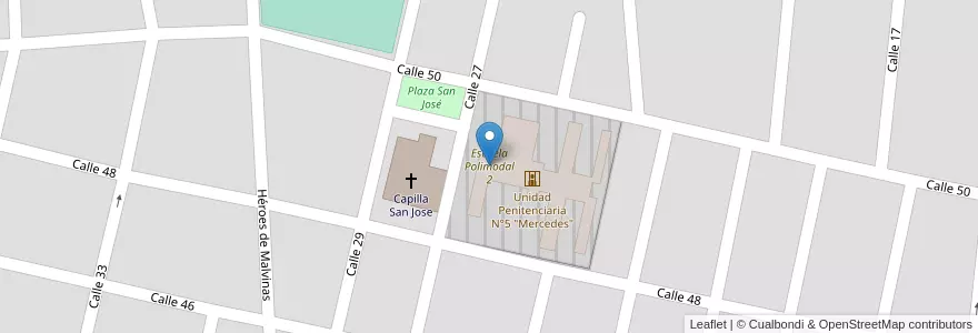 Mapa de ubicacion de Escuela Polimodal 2 en 阿根廷, 布宜诺斯艾利斯省, Partido De Mercedes, Mercedes.