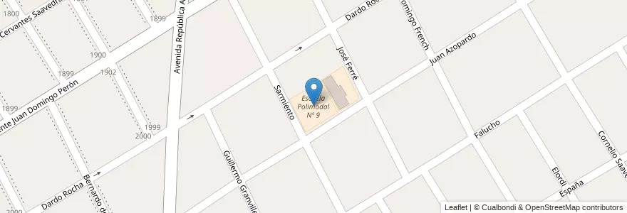 Mapa de ubicacion de Escuela Polimodal Nº 9 en Argentina, Buenos Aires, Partido De Almirante Brown.