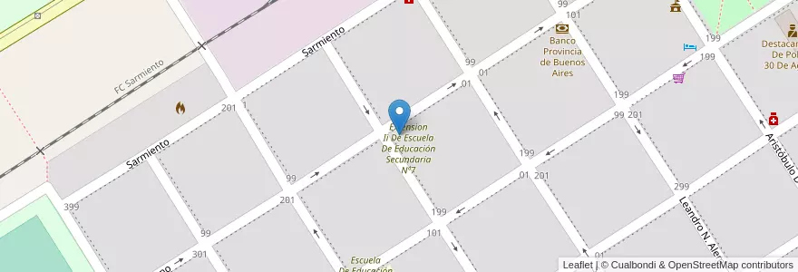 Mapa de ubicacion de Escuela Polimodal Nº1 Don Jose De San Martin en アルゼンチン, ブエノスアイレス州, Partido De Trenque Lauquen, Cuartel Treinta De Agosto, Treinta De Agosto.