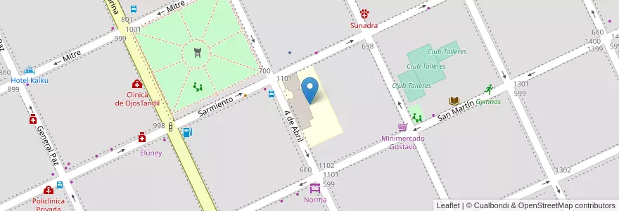 Mapa de ubicacion de Escuela Polivalente de Arte en Argentinië, Buenos Aires, Partido De Tandil, Tandil.