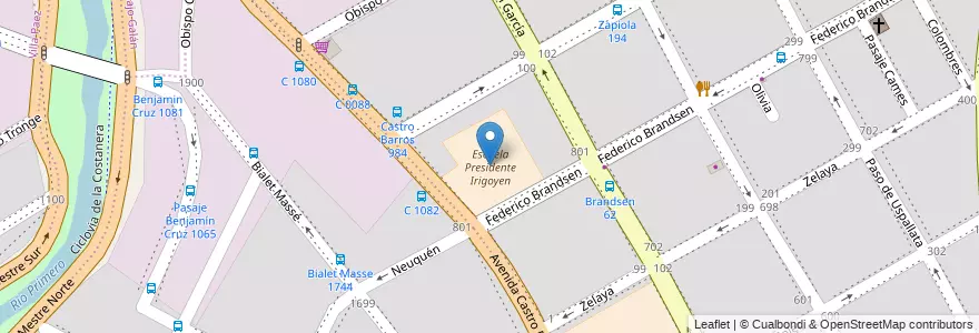Mapa de ubicacion de Escuela Presidente Irigoyen en Аргентина, Кордова, Departamento Capital, Pedanía Capital, Córdoba, Municipio De Córdoba.