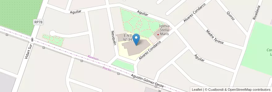 Mapa de ubicacion de Escuela Presidente Juan Domingo Perón en Argentina, San Juan, Chile, Rawson.