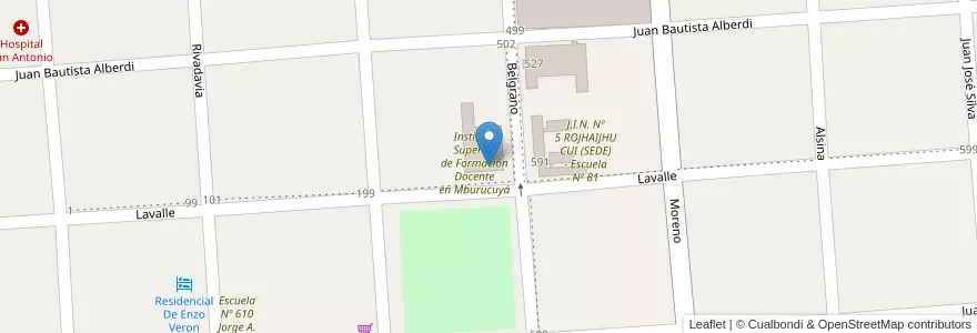 Mapa de ubicacion de Escuela Primara P/Adolescentes y Adultos Nº 36 en Argentina, Corrientes, Departamento Mburucuyá, Municipio De Mburucuyá.