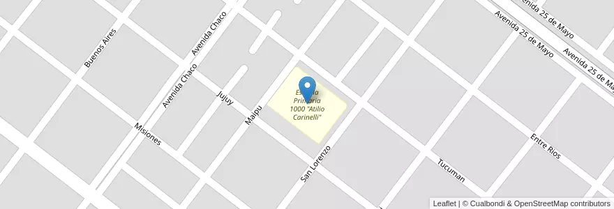 Mapa de ubicacion de Escuela Primaria 1000 "Atilio Carinelli" en الأرجنتين, Chaco, Departamento General Belgrano, Municipio De Corzuela, Corzuela.