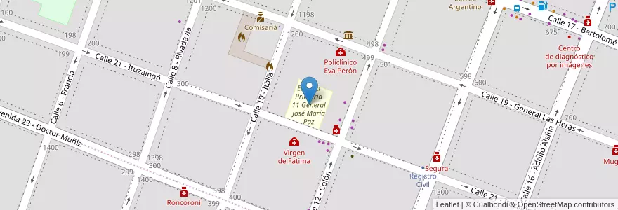 Mapa de ubicacion de Escuela Primaria 11 General José María Paz en Arjantin, Buenos Aires, Partido De Luján.