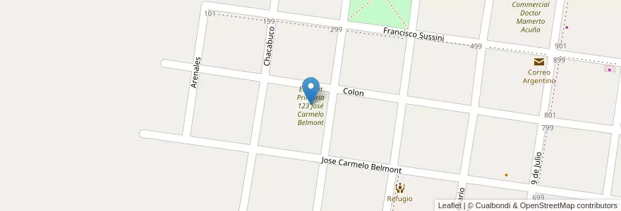 Mapa de ubicacion de Escuela Primaria 123 José Carmelo Belmont en Argentinië, Corrientes, Departamento General Alvear, Municipio De Alvear.
