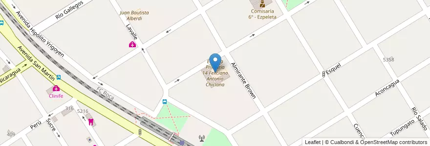 Mapa de ubicacion de Escuela Primaria 14 Feliciano Antonio Chiclana en Argentinien, Provinz Buenos Aires, Partido De Quilmes, Ezpeleta.