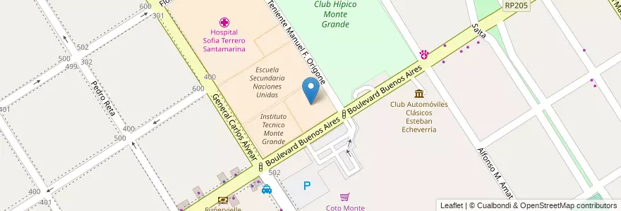 Mapa de ubicacion de Escuela Primaria 14 Remedios de Escalada de SanMartin en アルゼンチン, ブエノスアイレス州, Partido De Esteban Echeverría, Monte Grande.