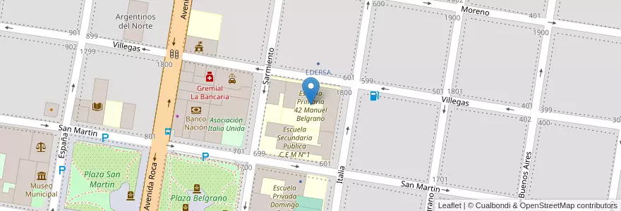 Mapa de ubicacion de Escuela Primaria 42 Manuel Belgrano en Argentinien, Provinz Río Negro, General Roca, Departamento General Roca, General Roca.