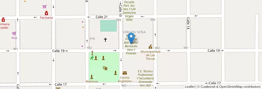 Mapa de ubicacion de Escuela Primaria 468 Doctor Bernardo Vera Y Pintado en Arjantin, Santa Fe, Departamento General Obligado, Municipio De Las Toscas.