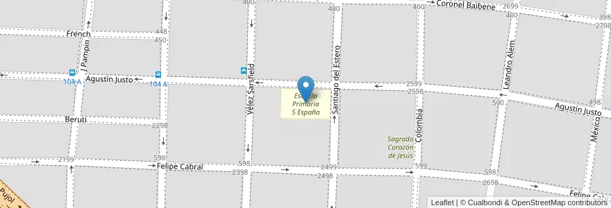 Mapa de ubicacion de Escuela Primaria 5 España en Arjantin, Corrientes, Departamento Capital, Corrientes, Corrientes.