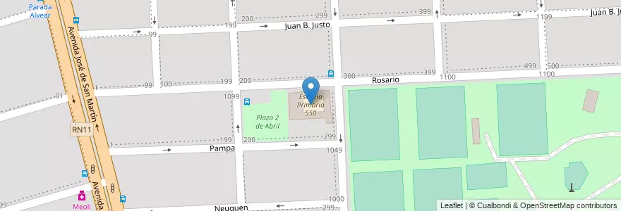 Mapa de ubicacion de Escuela Primaria 550 en Argentinië, Santa Fe, Departamento Rosario, Municipio De Granadero Baigorria, Granadero Baigorria.