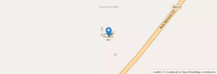 Mapa de ubicacion de Escuela Primaria 864 en アルゼンチン, コリエンテス州, Departamento Curuzú Cuatiá, Municipio De Cazadores Correntinos.